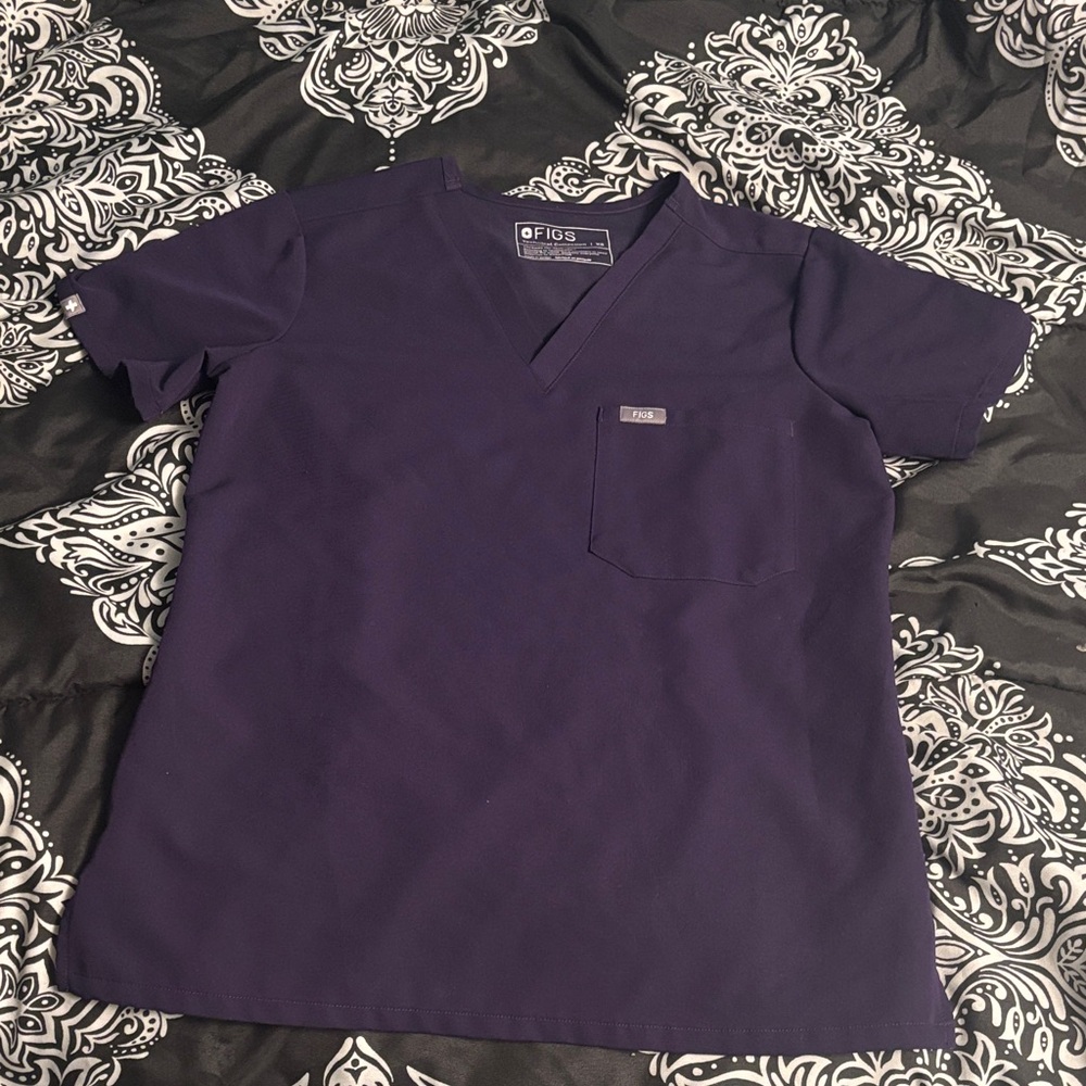 Figs Deep Purple V-Neck Scrub Top